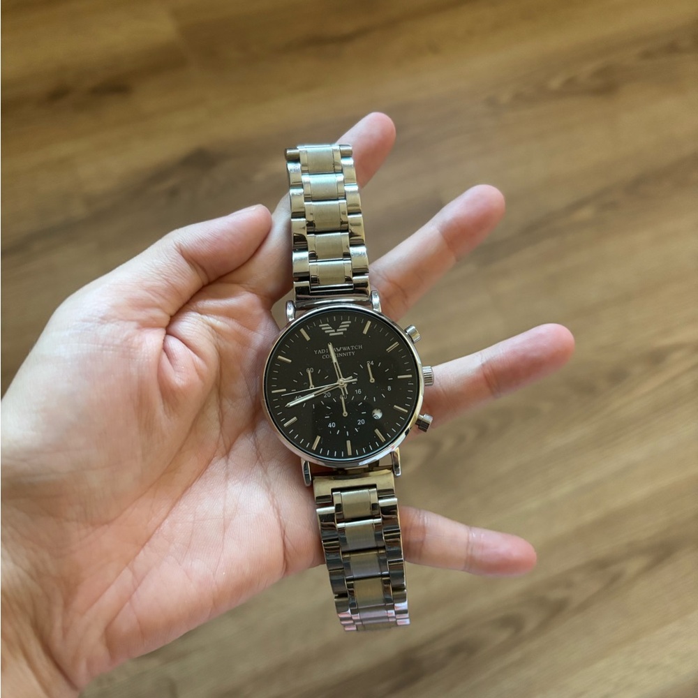 Silver and Black Watch